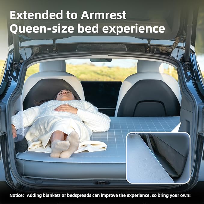4.5inch Foam Mattress for Tesla Model Y/Juniper / 3, Full Size Bed, Vacuum Compression, Roadtrip, Job Shifts, Nap, Camping, Cigarette Lighter Extend Cord and Eyemask Provided