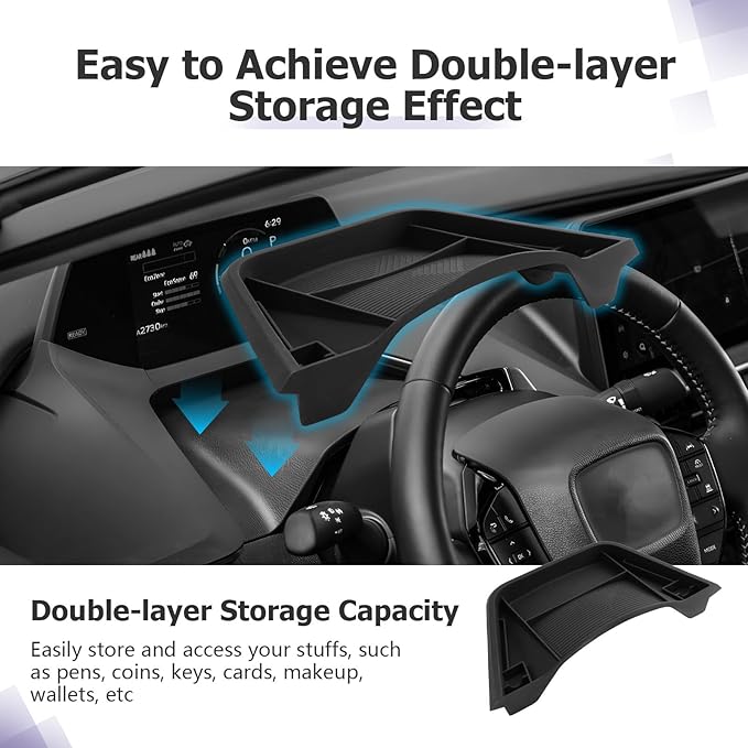 LUWU [Upgrades] 2025 Prius Dashboard Storage Tray Compatible with 2023 2024 2025 2026 Prius Accessories Behind Screen Organizer 2025 Prius Accessories Center Console Box Dash Tray (Silicone)