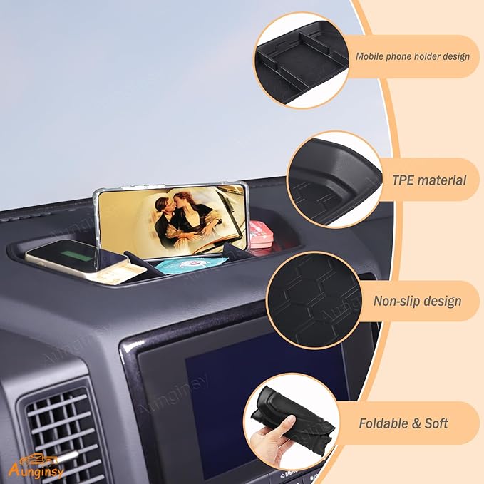 Aunginsy Center Console Organizer Tray Kit Compatible with Nissan Frontier 2022 2023 2024 Pickup Truck Armrest Storage Box & Dashboard Table Tray Storage Box Phone Holder Insert Non-Slip Accessories