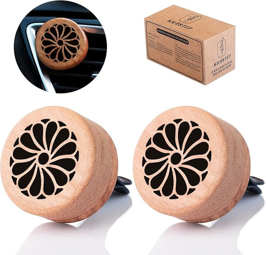 Essential Oil Car Diffuser, 2 PCS Elegant Car Aromatherapy Wood Diffuser with Vent Clip