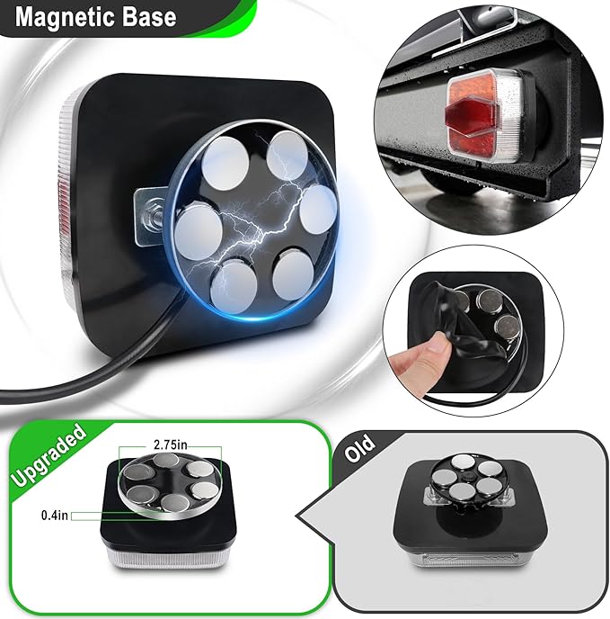 Trailer Lights 24ft Cable 7 Pin Plug for Magnetic Towing Tow LED Light Kit Board Tail Brake Stop License Plate Rear Lighting for Trucks Trailers RVs Car Waterproof