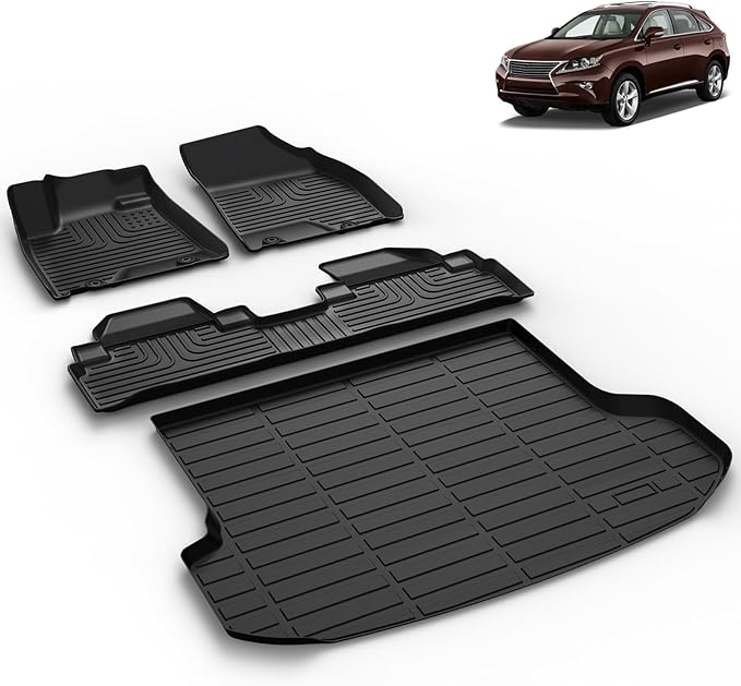 All Weather Car Floor Mats & Cargo Liner Set Fit for Lexus RX 2010 2011 2012 2013 2014 2015 Floor Liners Trunk Liner RX Cargo Mat Accessories Black