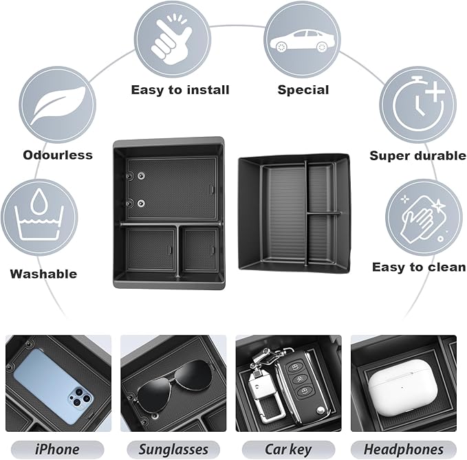 SKTU 2-Pack for 2025 2026 Nissan Armada Center Console Organizer for 2025 2026 Nissan Armada Console Tray 2025 2026 Armada Under Console Tray Nissan Armada 2025 2026 Accessories ABS Insert Organizer