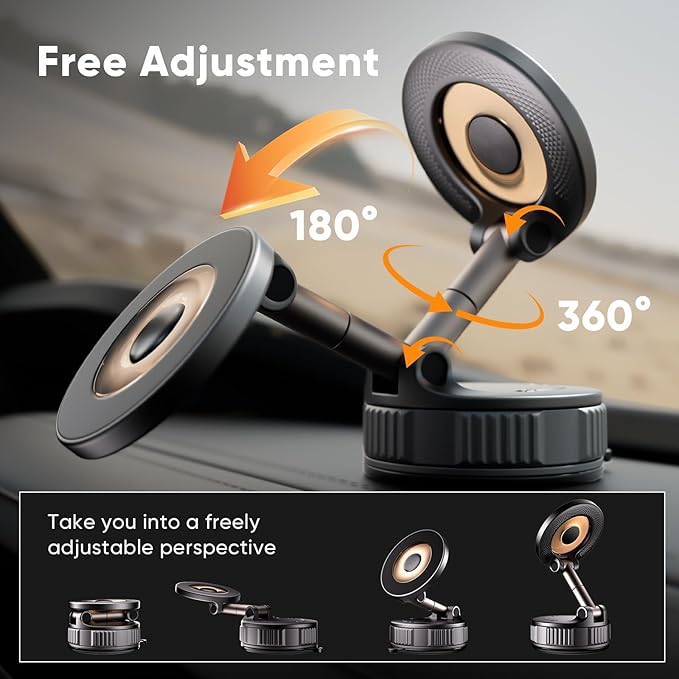 Magnetic Phone Holder for Car [120+ LB Strongest Suction & 2800gf Strongest Magnetic] 360° Adjustable Car Phone Holder for Magsafe Phone Holders for Your Car for iPhone 17 Pro Max 16 15 14 13 12 Plus