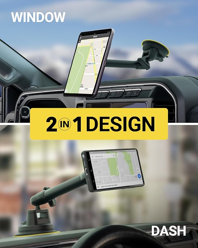 Scosche Extra-Strong Magnetic Cell Phone Car Mount/Tablet Holder for Truck, Semi, & Car, Heavy Duty MagSafe Suction Mount for Dashboard/Windshield Compatible with MagSafe, iPhone, Android & iPad
