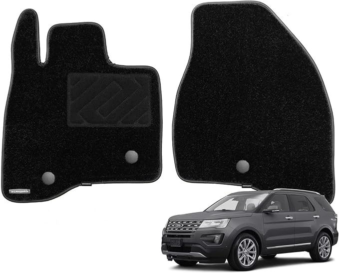 WENNEBIRD Superior Carpet Front Row Floor Mats for 2015-2019 Ford Explorer, 0.6-Inch Ultra-Thick, Noise-Reducing, All-Weather Waterproof Anti-Slip – 2-Pc Set