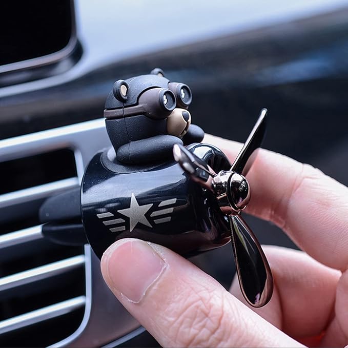 Pilot Car Air Freshener, Cute Cat Car Vent Clip Air Freshener with 2 Fragrant Tablets Automotive Air Outlet Fan Diffuser, Automotive Interiors Vent Decoration (style D)