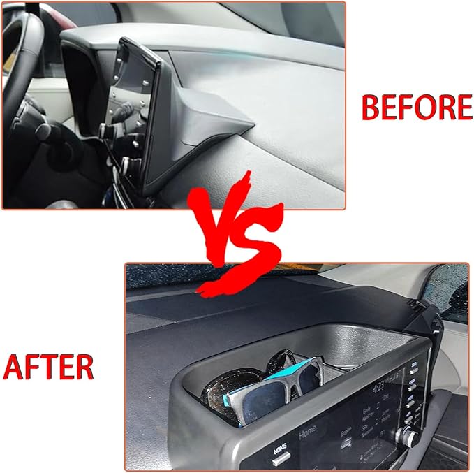 TACOBRO Center Console Dashboard Storage Organizer Compatible with Toyota Sienna 2021 2022 2023 2024 Accessories, Interior Dash Mounted Tissue Holder Tray Box ABS Black