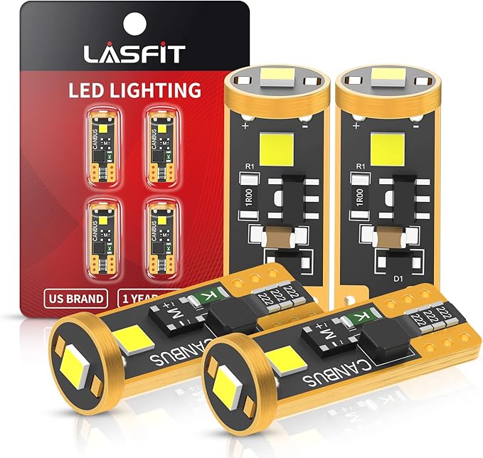 LASFIT 194 LED Bulb 6000K White, T10 168 2825 W5W LED Replacement Light Bulbs, For Dome Map Light, Door Light, Courtesy Light, License Plate Light, Trunk Light, Super Bright (Pack of 4)