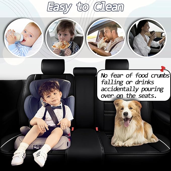 Seat Covers for Nissan Car Xterra 2000-2015 | 5-Seats Leather Seat Covers, Easy to Install Automotive Seat Covers Full Set (Full Set, Black&White Line)