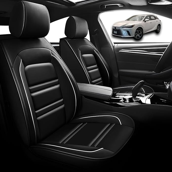 Seat Cover for Lexus Car rx350 2007-2024 | Car Seat Covers Front Seats, Waterproof Seat Protectors, Automotive Front Seat Covers (Front Seat, Black&White Line)