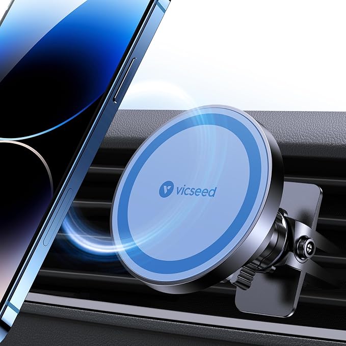VICSEED for MagSafe Car Mount [Upgraded Strongest Magnet Power] Magnetic Phone Holder for Car Vent 360 Adjustable Magnetic Car Phone Holder Mount for iPhone 17 Air Pro Max 15 14 13 12 Plus Mini, Blue
