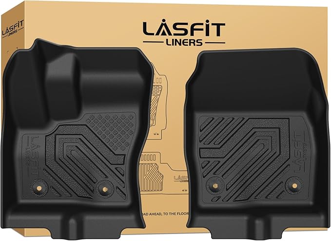 LASFIT Front Floor Mats for Ford Transit Connect 2014-2021 Vinyl Floor with Floor Posts All Weather Protector TPE Car Floor Liner for Transit Vans, 1st Row Only, Black