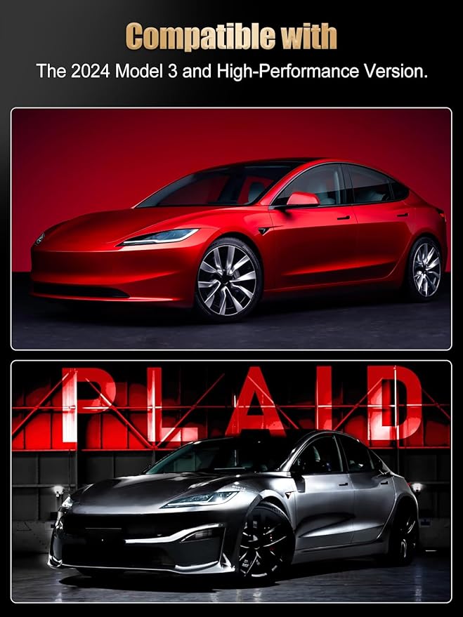 ZIMABLUE Yoke Steering Wheel For Tesla Model 3 Highland Accessories 2024 2025, White Nappa Leather Without Front Trim for Tesla Model 3 Highland 2024-2025 With Heating Function