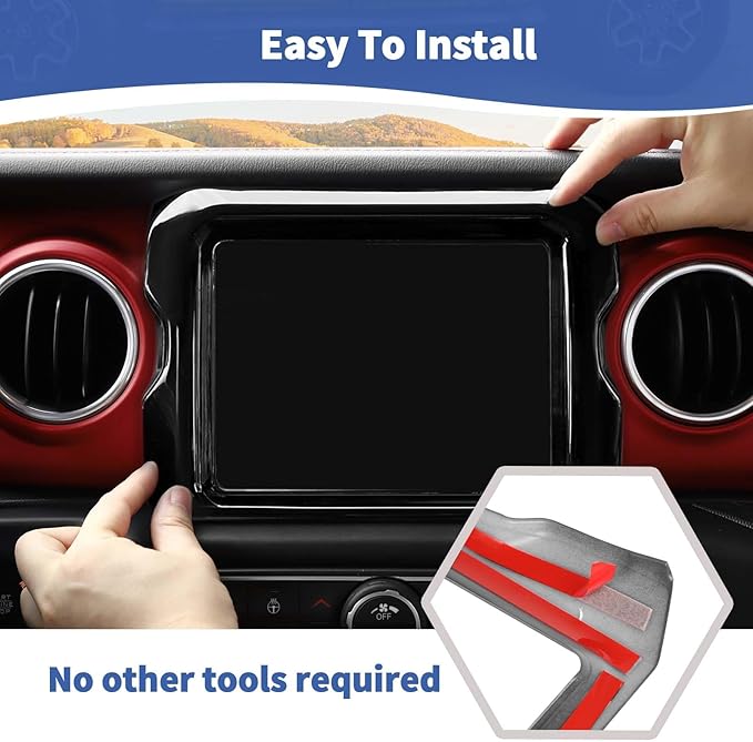 RT-TCZ for Jeep JL Center Console Radio Display Panel Trim Cover for Jeep Wrangler JL JLU Gladiator JT 2018-2023 Black Interior Accessories 8.4 inch