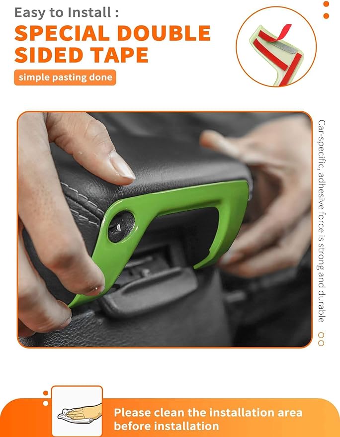 Savadicar Green Interior Accessories - Armrest Switch Bezel Trim Cover for 2018-Present Jeep Wrangler JL JLU 4XE & Gladiator JT - Solid Color Interior Decor Upgrade Option, 1-Piece