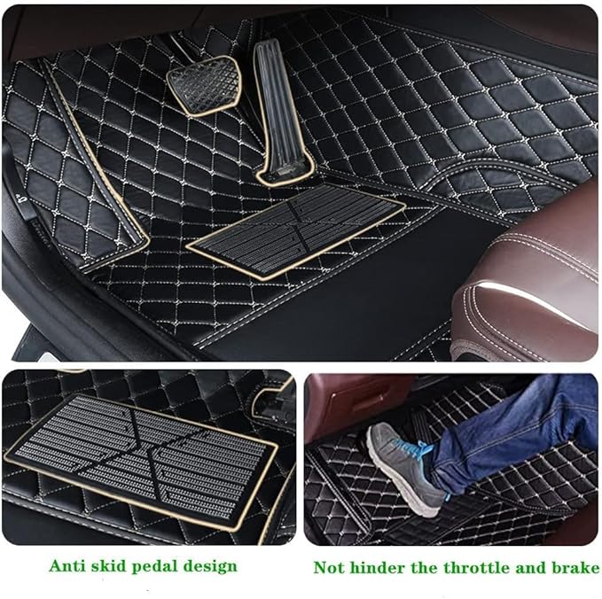 YaruicarCustom Car Floor Mats for 99.99% Sedan SUV Sports Car Men Women Protection Full Coverage Pads Anti-Slip Leather Floor Lining All Weather Car Floor Mats (Black Yellow)