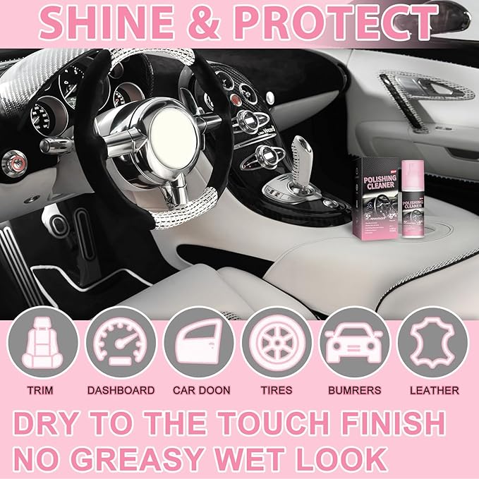 Polishing Cleaner for Car Interior Detailing,Car Interior Cleaner,Vehicle Interior Polish for Rubber, Leather