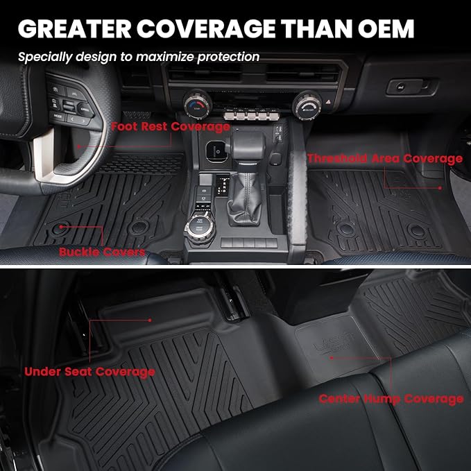 LASFIT Floor Mats&Trunk Mat with Backrest Mat for Toyota 4Runner 2025-2026(Only Fit 7 Seats), All Weather TPE Custom Fit Floor Liner for 4Runner SR5/TRD/Limited 6th gen Front&Rear 4 Runner Car Mats