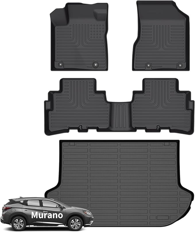 Wayhigh-for 2017.5-2024 Nissan Murano Platinum/S/SL/SV/Midnight Edition All Weather Floor Mats and Cargo Mat Set TPE Waterproof Heavy Duty Rubber Floor Liners Murano Accessories- Black