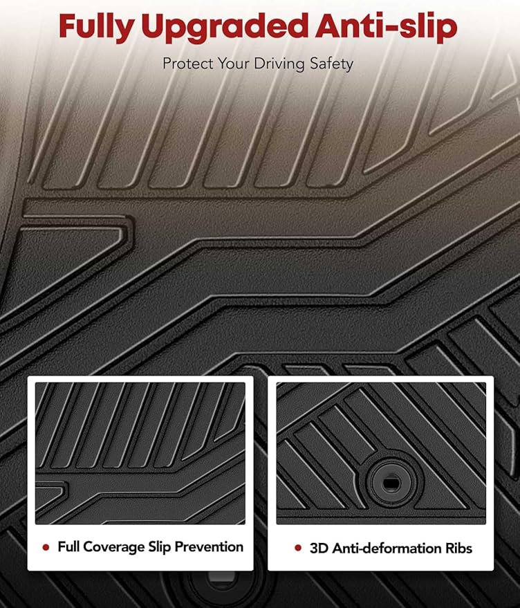 YHTAUTO Floor Mats Compatible with 2011-2023 Chrysler 300, 2011-2023 Dodge Charger RWD, All Weather Custom Fit TPE Floor Liners Front & 2nd Row, Black, Set of 4