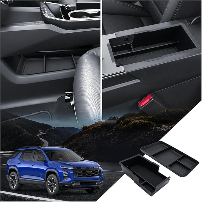 2 Layer for Chevy Equinox Center Console Organizer Chevrolet Equinox 2025 2026 (LT/ACTIV/RS) Accessories Armrest Tray Middle Storage Box Insert Container Durable ABS Plastic