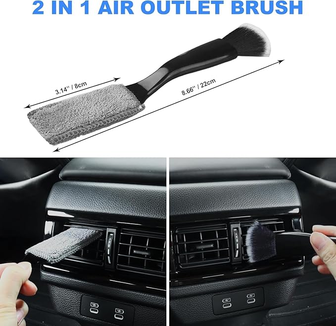 7PCS Car Detailing Brush Set, Ultra Soft Boars Hair Car Interior Detailing Brushes, Car Interior Detailing Kit, Car Cleaning Gel Supplies Kit, Car Dust Brush, Car Accessories for Truck, Suv, Interior
