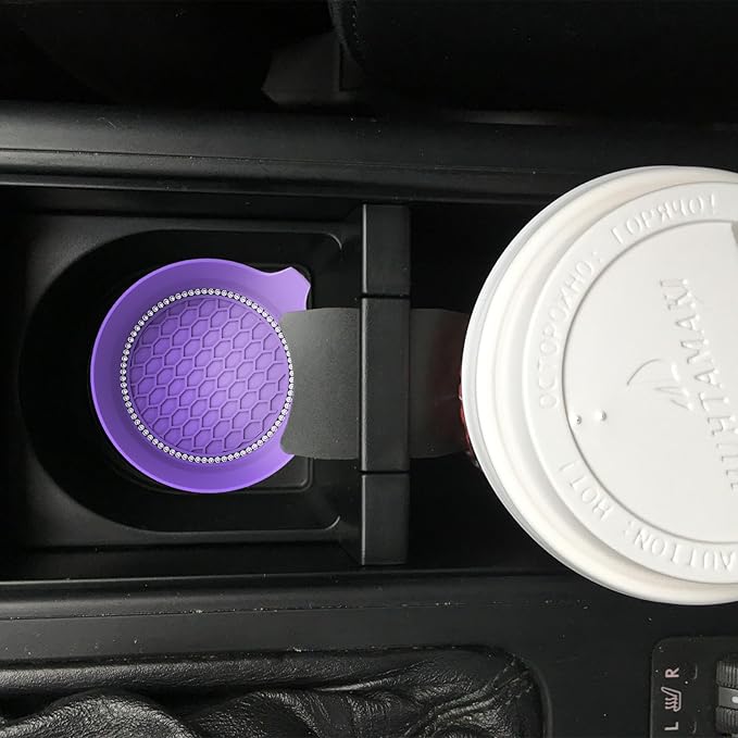 4 PCS Car Cup Coasters, Universal Cup Holder Coaster for Car Accessories, Bling CupHolders Insert for Women Non-Slip Silicone Car Cup Holder Coasters
