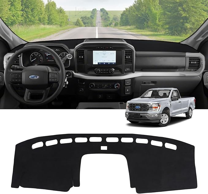 ZZEQYG Dash Cover for Ford F150 2021 2022 2023 2024 2025 Accessories Flannel Dashboard Cover Dash Mat Center Console Cover Sunshield Protector Pad