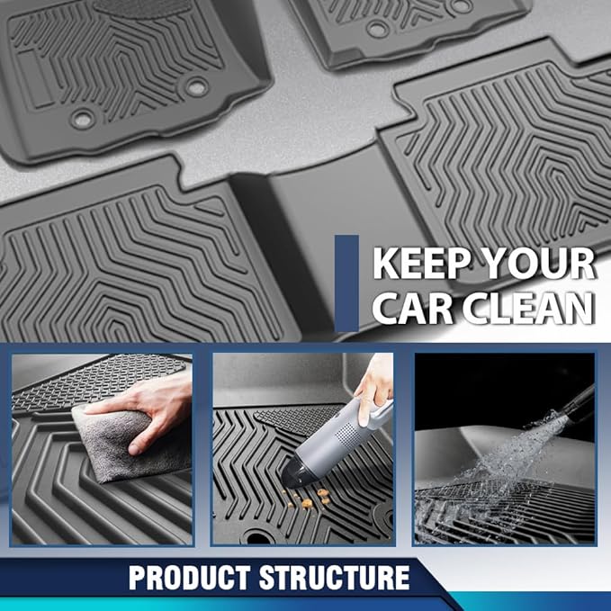 DOTCOM TPE Floor Mats Compatible With Toyota 4Runner 1996-2002 Floor Liners,All Weather Custom Fit Full Cover Protection 1st & 2nd Row Truck Mats Cargo Liner Accessories,alfombras para carro 3PCS Gray