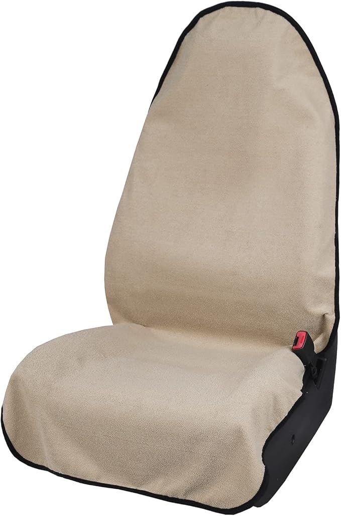 Leader Accessories Towel Waterproof Car Seat Cover Beige for Trucks SUV Seats Fitness Athletes Pets Gym and Water Sport