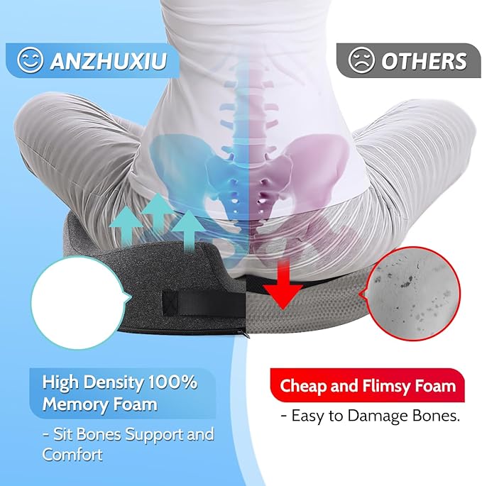 Donut Pillow,Tailbone Pain Relief Cushion, Hemorrhoid Pillow with Two Humps Hip Curve Design, Donut Pillow for Postpartum Pregnancy, L Size Donut Cushion, Grey