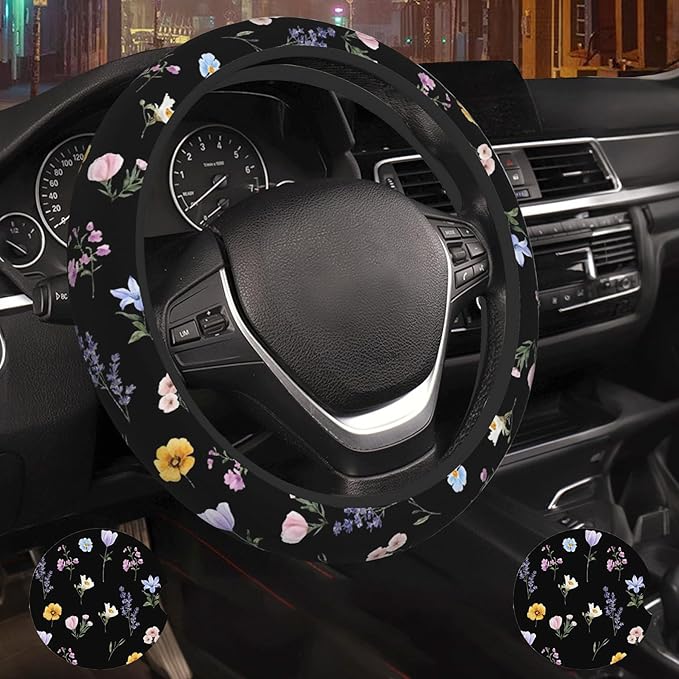 Wildflower Vintage Flower Car Steering Wheel Cover