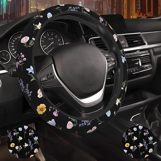 Wildflower Vintage Flower Car Steering Wheel Cover