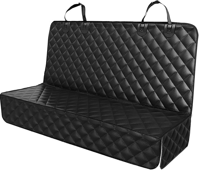 PETICON Dog Car Seat Cover for Back Seat, PU Leather Waterproof Bench Seat Cover, Scratchproof Pet Seat Cover Protector, Non-Slip & Durable Rear Seat Cover for Cars, Trucks and SUVs