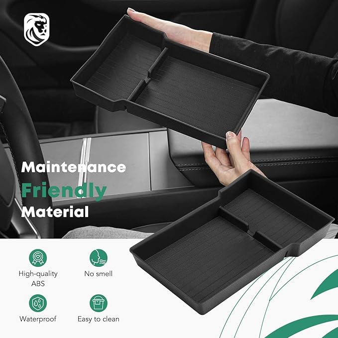 YHTAUTO Armrest Lower Tray Fit 2024 2025 Tesla Model 3 Highland, Center Armrest Lower Bottom Storage Box with Non-Slip Interior Accessories 1PC