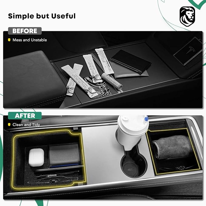 YHTAUTO Center Console Organizer Tray Fit 2024 2025 Tesla Model 3 Highland, Armrest Drawer Organizer, Armrest Hidden Compartment Storage Box, Center Console Tray, Model 3 Highland Accessories 3PCS