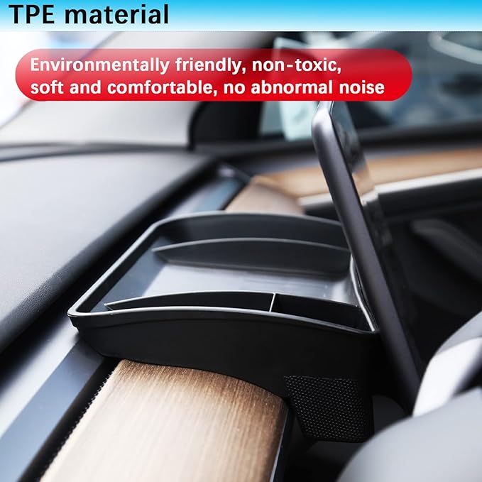 yhcdsea for 2017-2023 Tesla Model 3 and 2020-2024 Tesla Model Y Center Console Organizer Behind Screen Storage Box Dashboard Hidden Tray Interior Accessories(2017-2023 M3/2020-2024 My)