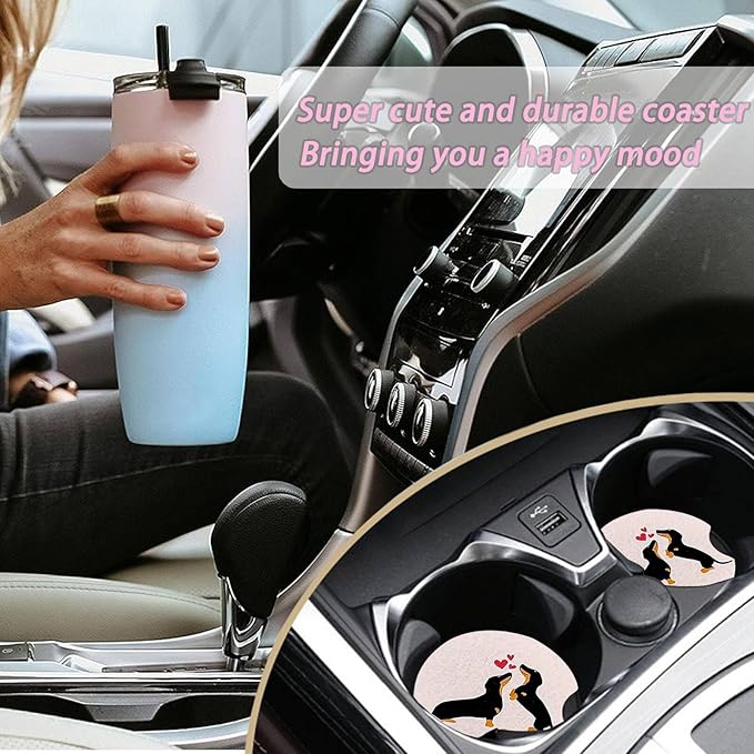 2 Pack Car Coasters for Cup Holders,Cow Car Cup Holder Coasters,2.75" Universal Size Anti Slip Rubber Mat,Automotive Interior Accessories,Automotive Cup Holder Decor,Cow Gifts for Women,Men