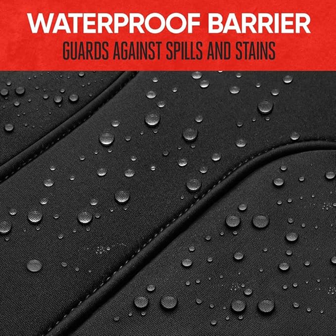 Motor Trend AquaShield Neoprene Waterproof Seat Covers for Trucks - Black 60/40 Split Bench Rear Seat Cover - Carseat Cover Automotive Back Seat Protector - Car Accessories for Kids & Dogs