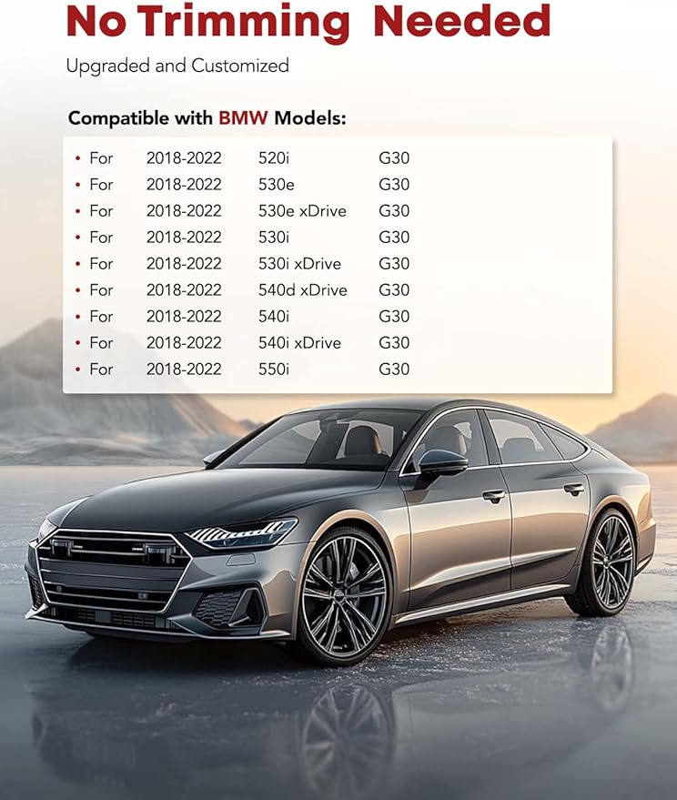 YHTAUTO Floor Mats Fit BMW 5 Series G30 2018-2022, TPE All Weather Car Mats Waterproof Anti-Slip Odorless Floor Liner, Interior Car Accessories Front & 2nd Row Liner