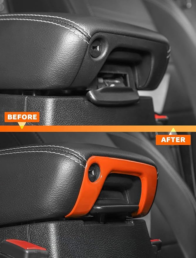 Savadicar Orange Interior Accessories - Armrest Switch Bezel Trim Cover for 2018-Present Jeep Wrangler JL JLU 4XE & Gladiator JT - Solid Color Interior Decor Upgrade Option, 1-Piece