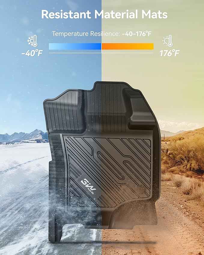 3W Floor Mats Fit for Ford F150/F-150 Lightning SuperCrew Cab 2015-2024 2025, TPE All Weather Custom Fit Car Accessories 1st Only Car Liners Black (Not Fit for Vinyl Floor)