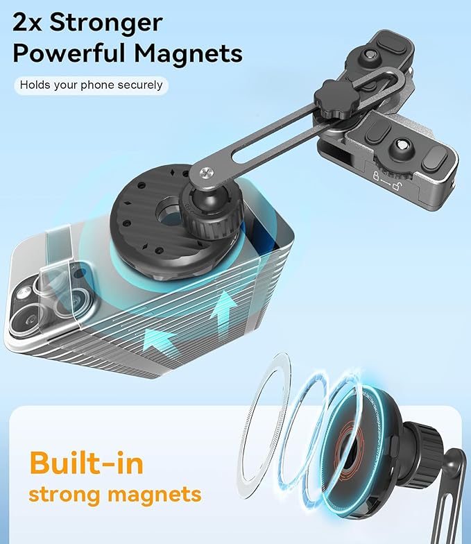 Wireless Charger Phone Mount,Screen Clip Phone Holder,Magnetic Car Charger Mount for Tesla Model 3/Y/S/X/Cybertruck,Cellphone Holder for MagSafe for iPhone 17 16 15 14 Series,and More(Charging Model)