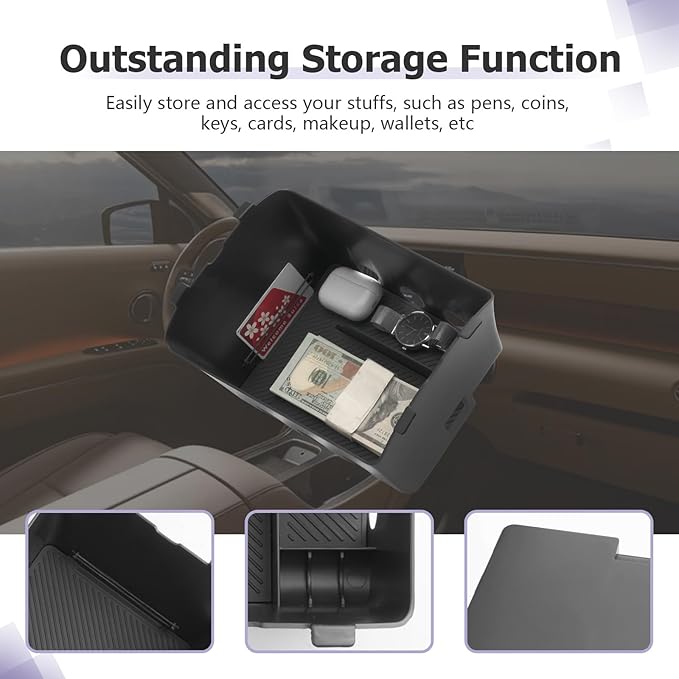 LUWU 2026 Palisade Center Console Organizer Compatible with 2026 Hyundai Palisade Accessories Armrest Console Organizer Lower Armrest Insert Tray Palisade LX3 2026 Accessories Black (Only for 7-Seat)