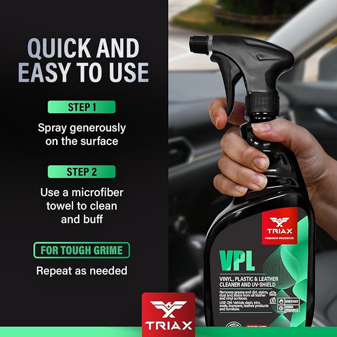 Triax Vinyl, Plastic & Leather VPL Premium Cleaner with UV Shield, Leather Scent (23 Ounce)
