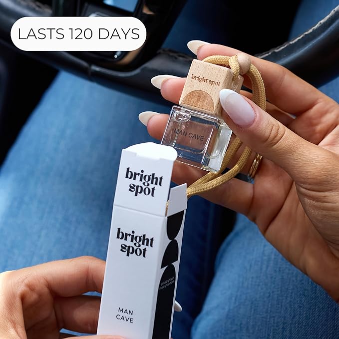 Bright Spot Lush Car Air Freshener - Premium Car Hanging Diffuser, Long-Lasting Fragrance up to 120 days for Auto & Home | Light, Woody & Musk | Cardamom, Lily, Santal, Musk | Non-Toxic, Cruelty-Free