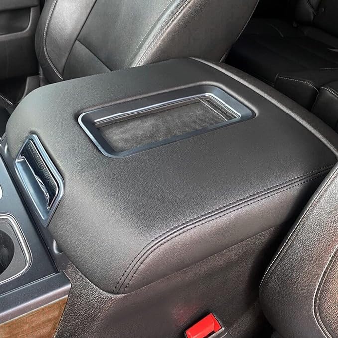 ECOTRIC Center Console Armrest Lid Compatible with 2014-2018 Chevrolet Silverado/GMC Sierra, 2015-2020 Tahoe Yukon Suburban Replace for 0227083AA L0227083AA w/Steel Bracket Black Artificial Leather