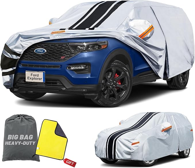 [2025 Upgrade] SUV Car Cover Custom Fit for Ford Explorer (2006-2025), Waterproof All Weather for Automobiles Full Exterior Cover Rain Sun Snow UV Protector.