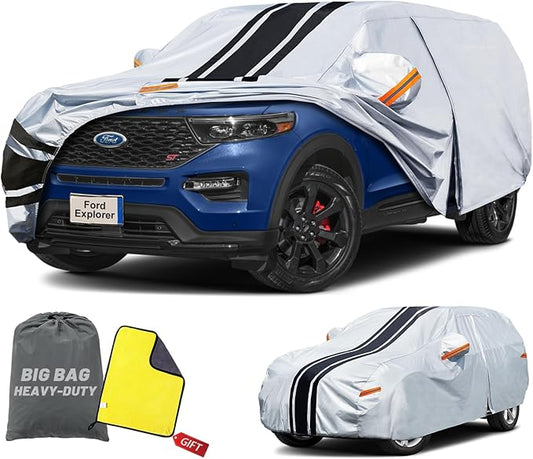 [2025 Upgrade] SUV Car Cover Custom Fit for Ford Explorer (2006-2025), Waterproof All Weather for Automobiles Full Exterior Cover Rain Sun Snow UV Protector.